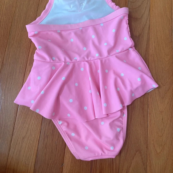 Girls Old Navy Pink Polka Dot Halter Swimsuit - Picture 4 of 4